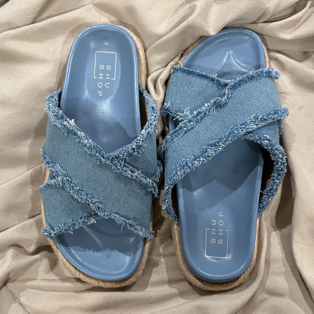 ShuShop Frayed Denim Women's Sandals